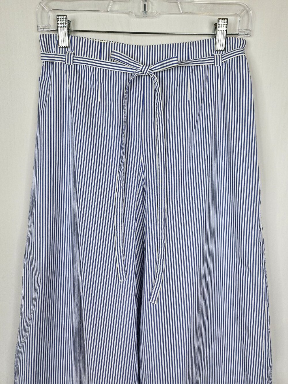 J. Crew | Striped Wide Leg Palazzo Capri Pants | Blue White | Size 4 - Picture 5 of 13